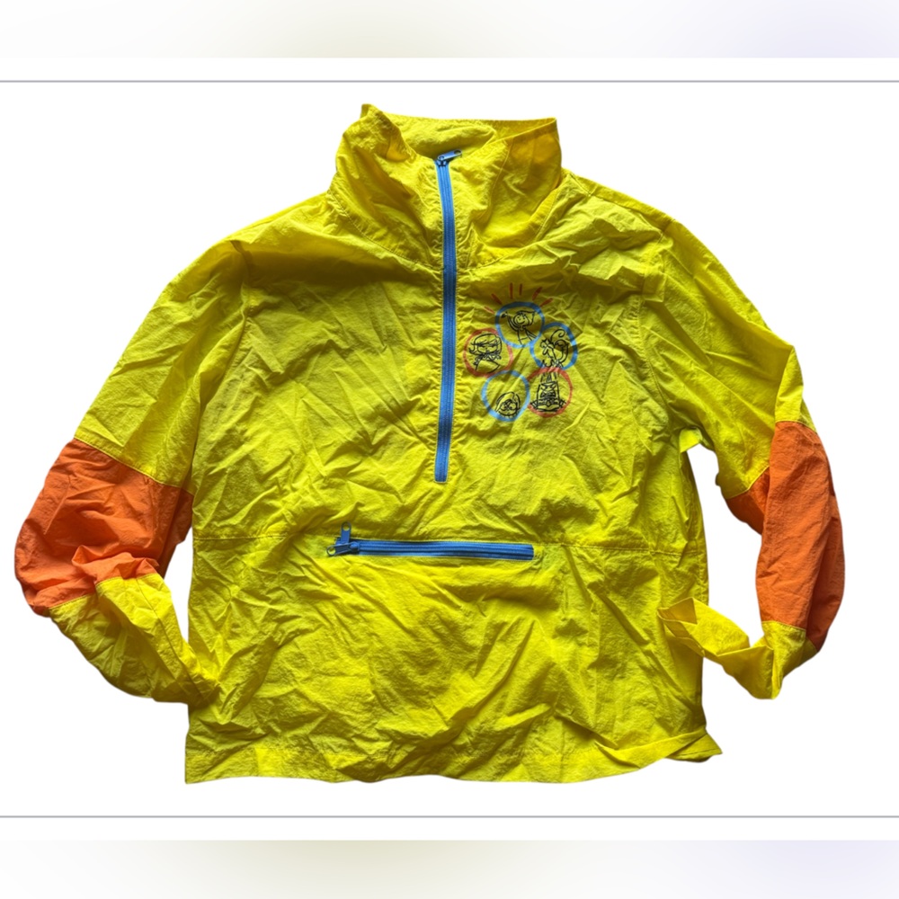 Disney Inside Out Bright Yellow Windbreaker Jacket Size Small